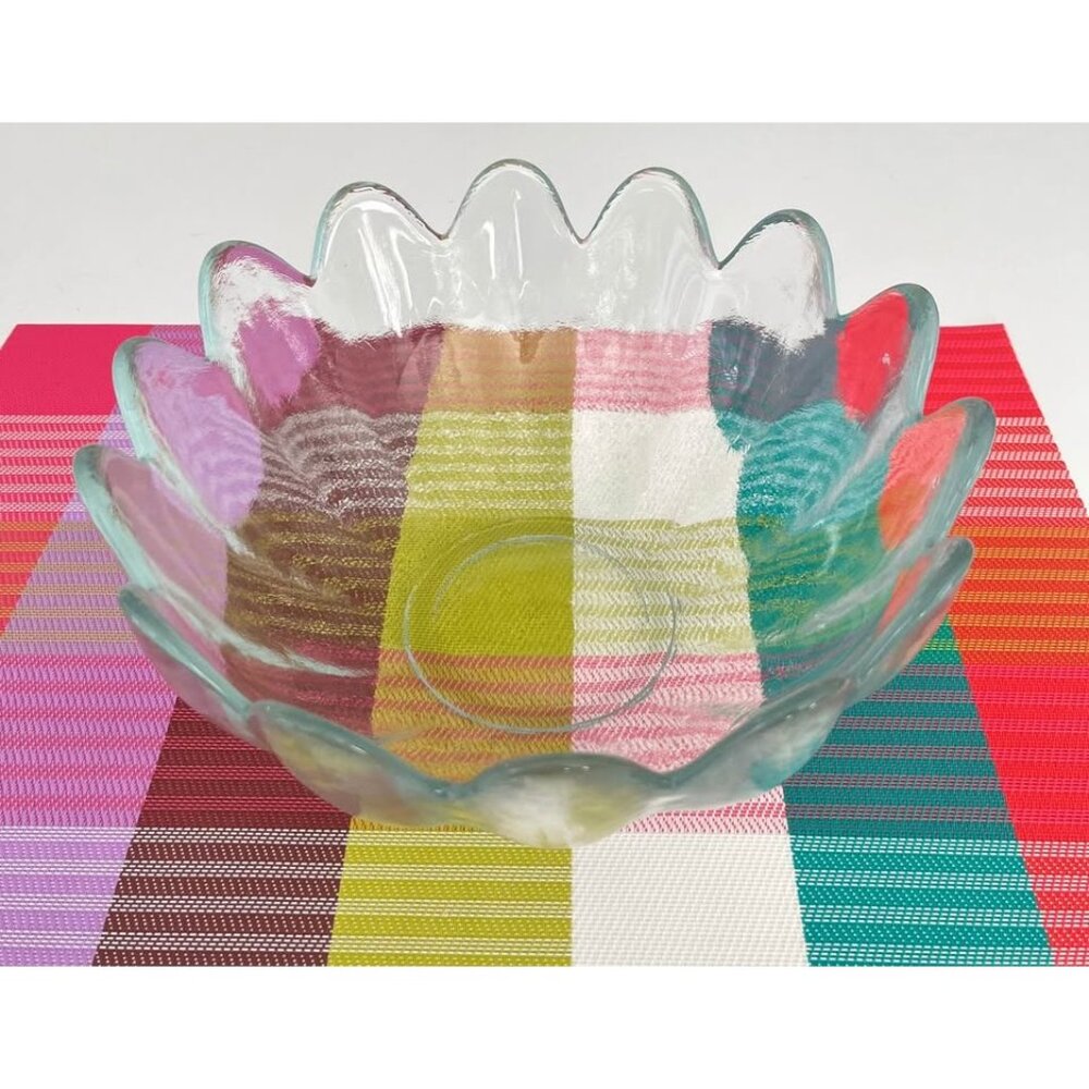 VTG Blanko Glass Clear Lotus Blossom Serving Bowl - Picture 2 of 6